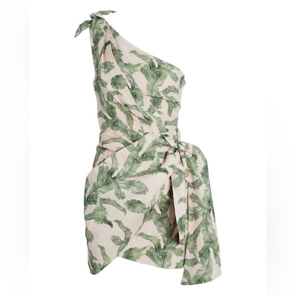 Significant Other Linen One Shoulder Safari Dress Tropical Wedding Resort Sz 10 - Picture 4 of 13